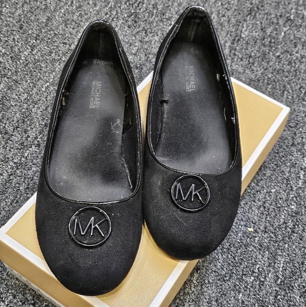 Michael Kors Black Rover Academia Faux Suede And Patent Girl's Flats Size 4 - Picture 4 of 7